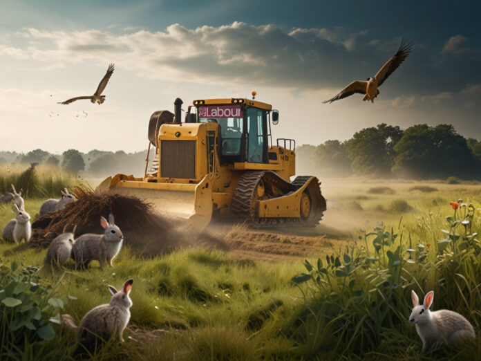 labour bulldozer houses over countryside bulldoze over britain's wildlife