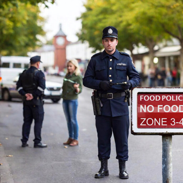 FOOD POLICE QUESTION WOMAN ban eating in restaurants