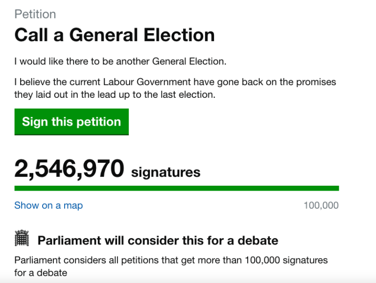 PETITION: Call a General Election to Save UK Being Crippled by Labour